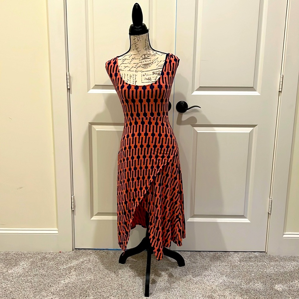 Anthropologie Tracy Reese Asymmetric Dress (coral and blue) in great condition.
